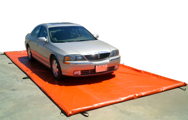 water containment mat under vehicle